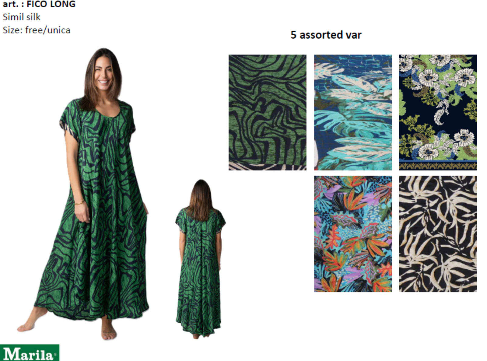 WOMEN'S M/S FICO LONG DRESS Tellini S.r.l. Wholesale Clothing